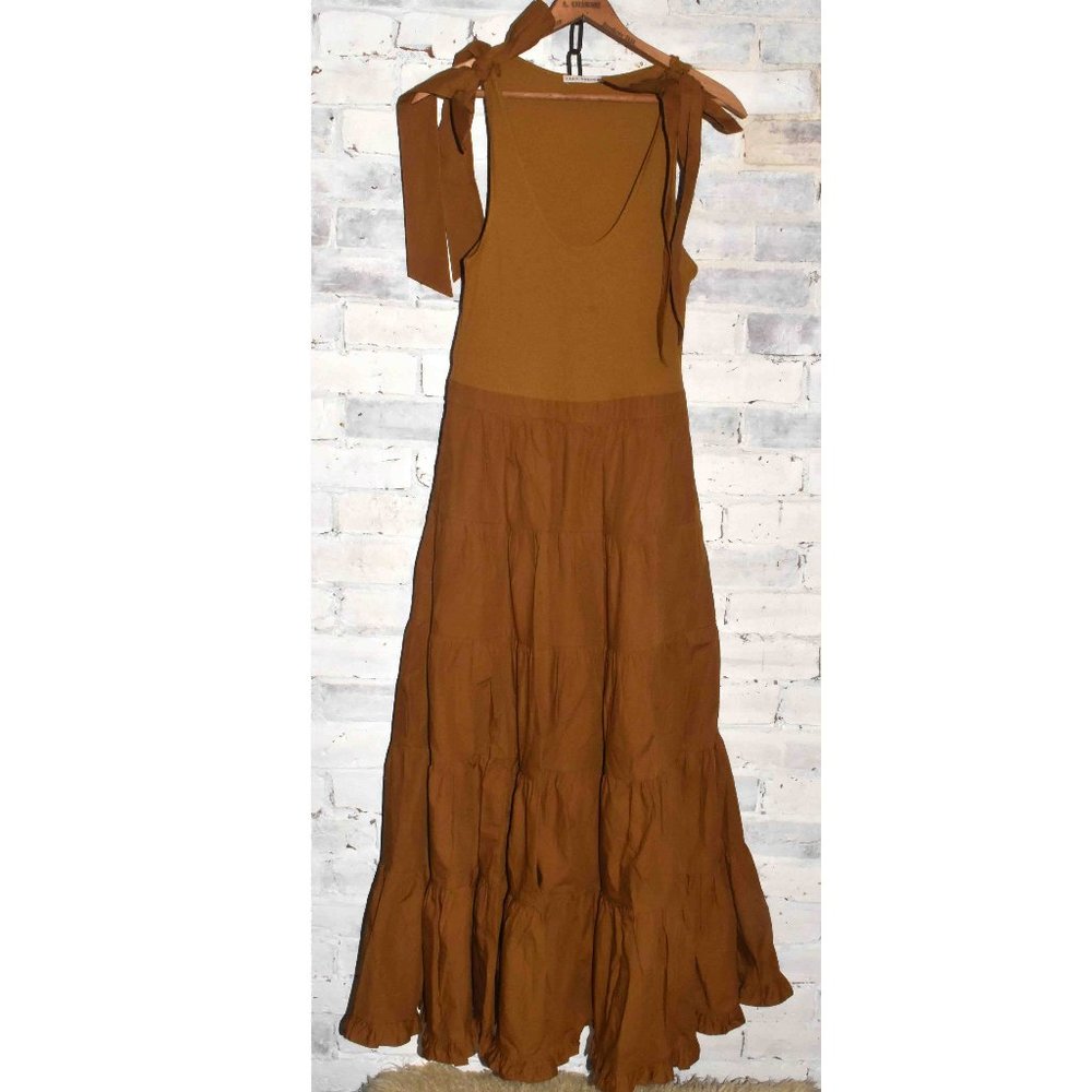 Ulla Johnson Rust Brown Tiered Maxi Dress with Shoulder Ties